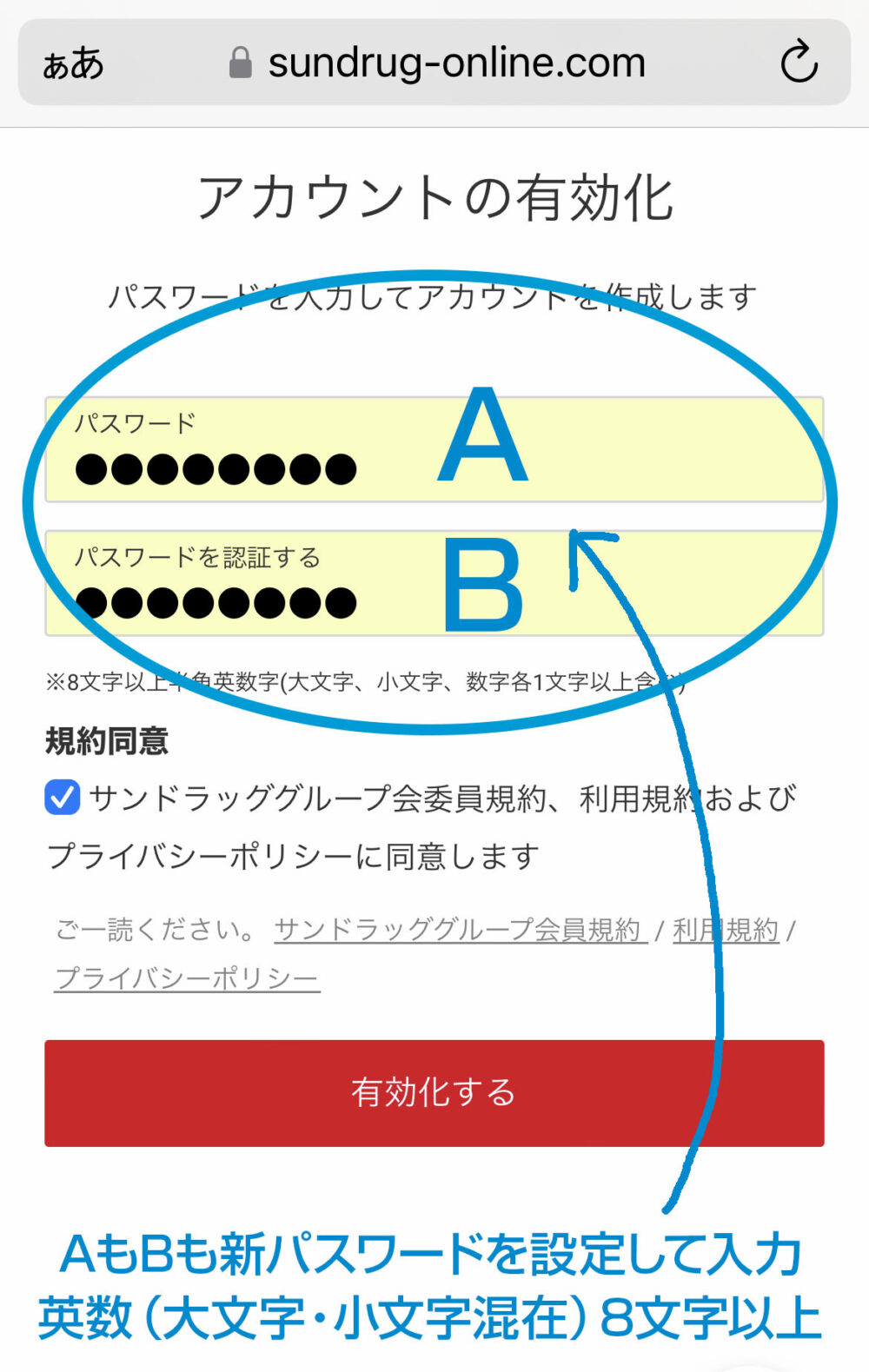 サンドラッグ有効化の仕方2
